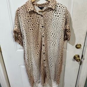 The Limited Beige and Brown Leopard Print Shirt Dress